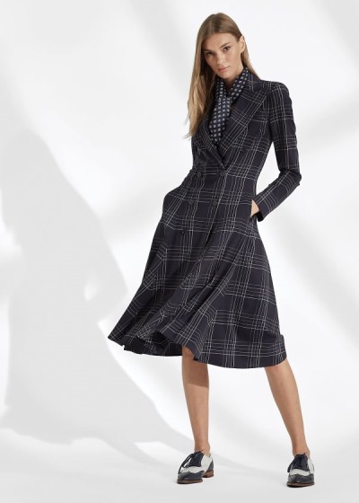 Ralph Lauren Zoie Plaid Wool Day Kjole Dame Danmark (YFXHR0394)